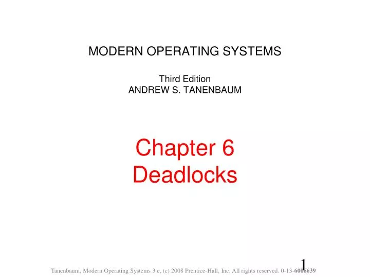 modern operating systems third edition andrew s tanenbaum chapter 6 deadlocks
