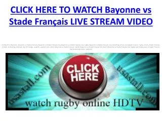 watch Bayonne vs Stade Fran??ais live Free stream Rugby HDTV