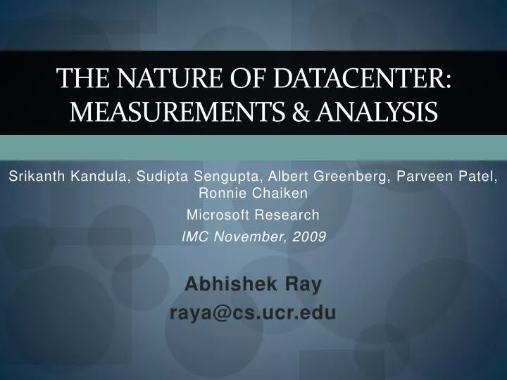 the nature of datacenter measurements analysis