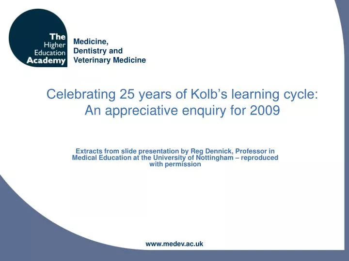 celebrating 25 years of kolb s learning cycle an appreciative enquiry for 2009