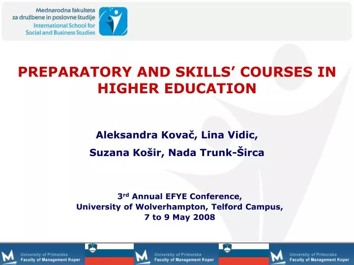 preparatory and skills courses in higher education