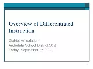Overview of Differentiated Instruction