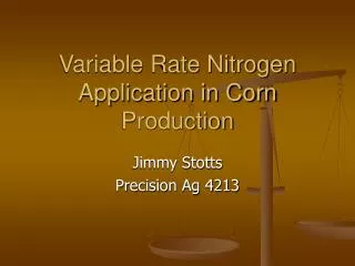 Variable Rate Nitrogen Application in Corn Production