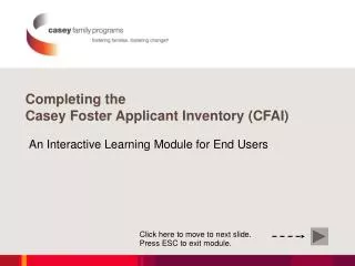 Completing the Casey Foster Applicant Inventory (CFAI)