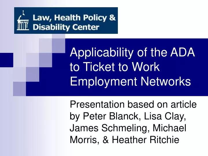 applicability of the ada to ticket to work employment networks