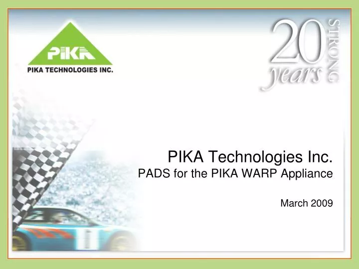 pika technologies inc pads for the pika warp appliance march 2009