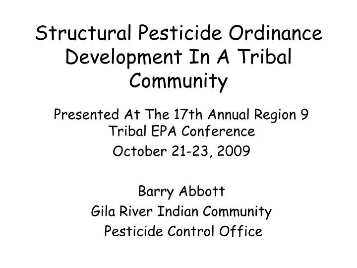 structural pesticide ordinance development in a tribal community