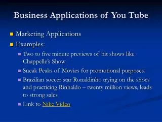 Business Applications of You Tube