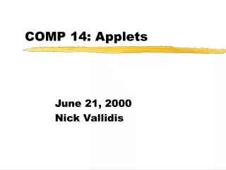 COMP 14: Applets