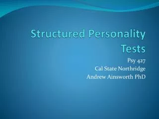 Structured Personality Tests