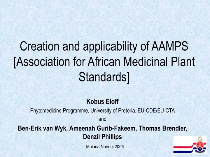 creation and applicability of aamps association for african medicinal plant standards