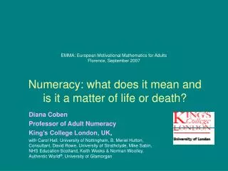 EMMA: European Motivational Mathematics for Adults Florence, September 2007