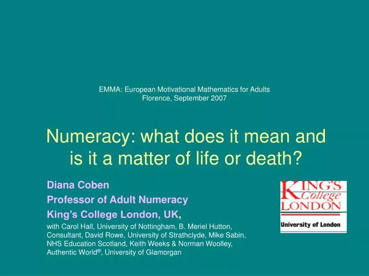 emma european motivational mathematics for adults florence september 2007