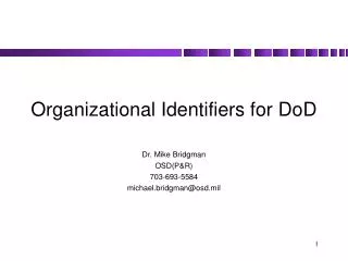 Organizational Identifiers for DoD