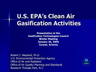 U.S. EPA’s Clean Air Gasification Activities