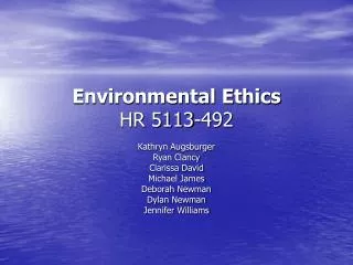 Environmental Ethics HR 5113-492
