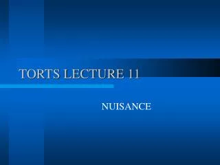 TORTS LECTURE 11