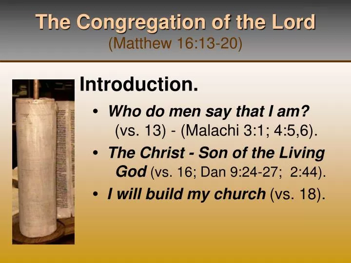 the congregation of the lord matthew 16 13 20
