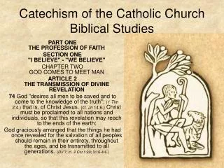 Catechism of the Catholic Church Biblical Studies