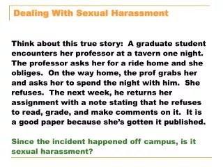 Dealing With Sexual Harassment