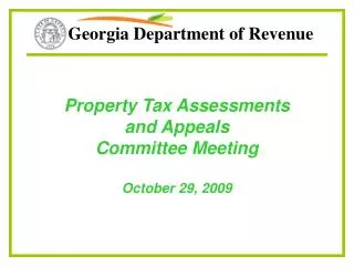 Property Tax Assessments and Appeals Committee Meeting October 29, 2009