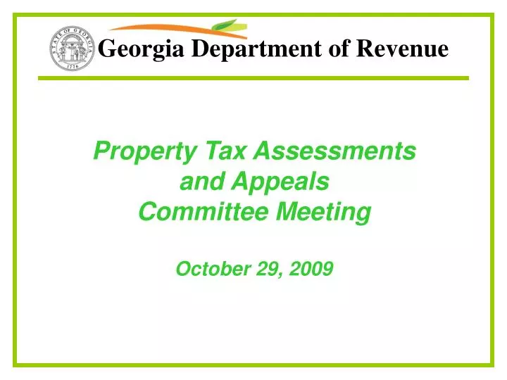 property tax assessments and appeals committee meeting october 29 2009