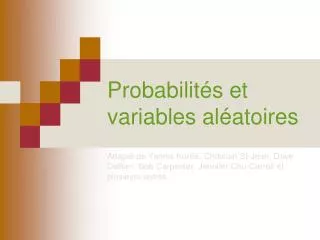 probabilit s et variables al atoires