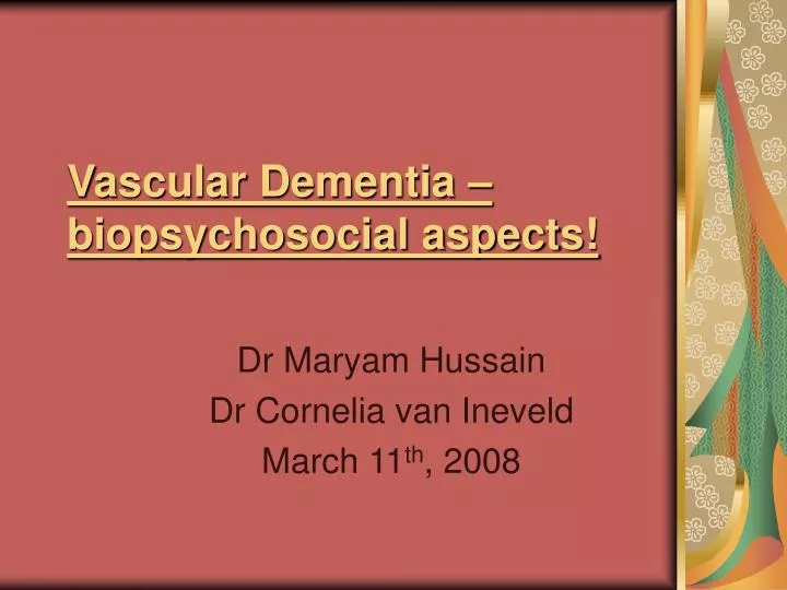 vascular dementia biopsychosocial aspects