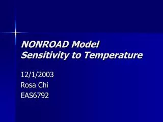 NONROAD Model Sensitivity to Temperature
