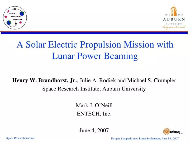 a solar electric propulsion mission with lunar power beaming