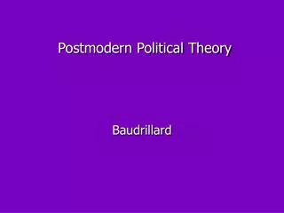 Postmodern Political Theory