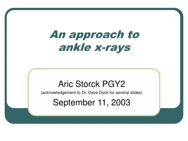 an approach to ankle x rays