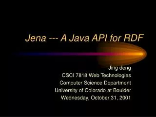 Jena --- A Java API for RDF
