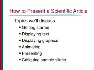 How to Present a Scientific Article