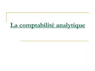 la comptabilit analytique