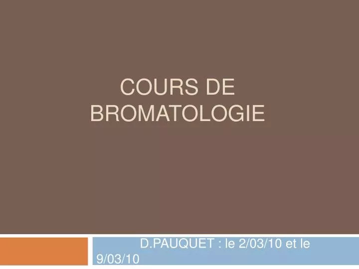 cours de bromatologie
