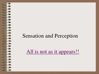 Sensation and Perception All is not as it appears!!