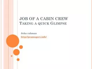 Job of a Cabin Crew