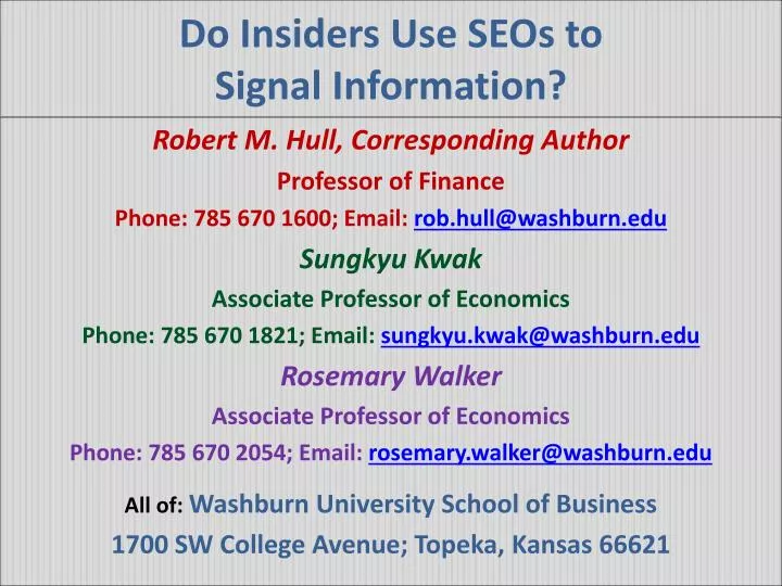 do insiders use seos to signal information