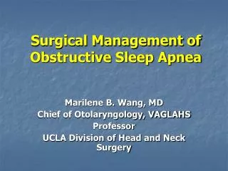 Surgical Management of Obstructive Sleep Apnea