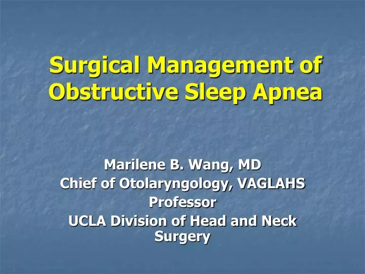 surgical management of obstructive sleep apnea