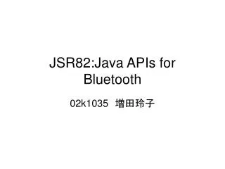 jsr82 java apis for bluetooth