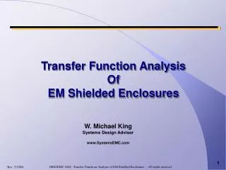 Transfer Function Analysis Of EM Shielded Enclosures