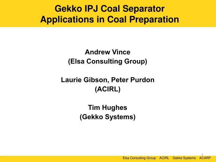 gekko ipj coal separator applications in coal preparation