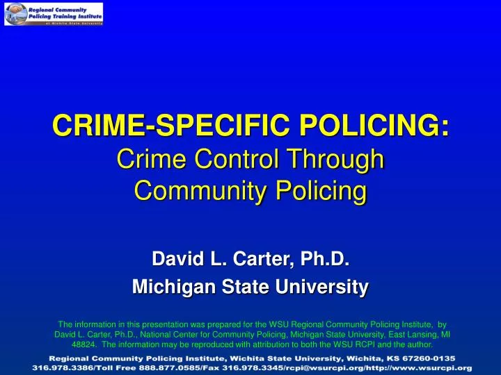 crime specific policing crime control through community policing