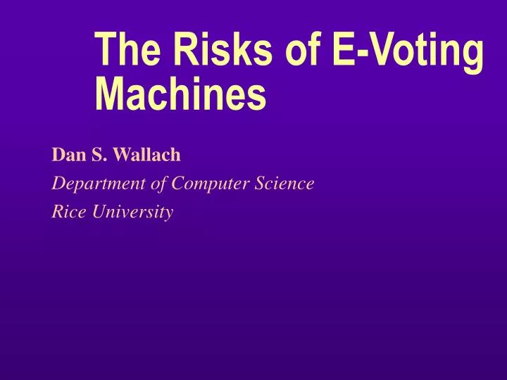 the risks of e voting machines