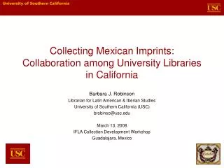 Collecting Mexican Imprints: Collaboration among University Libraries in California