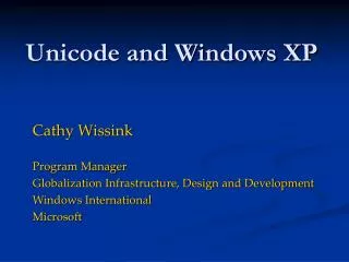 Unicode and Windows XP