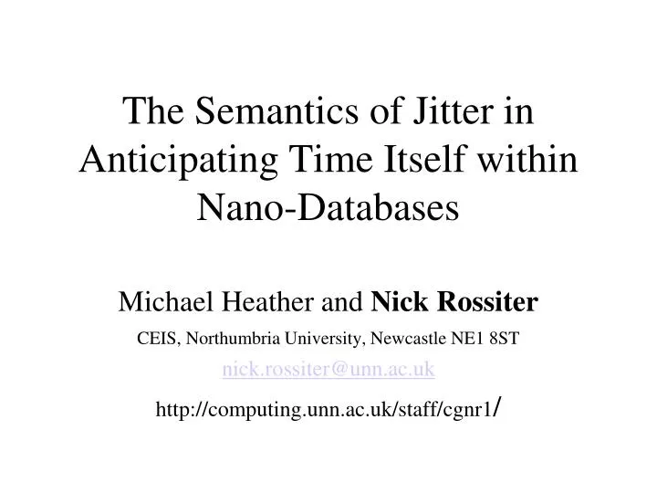 the semantics of jitter in anticipating time itself within nano databases