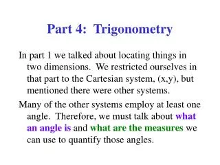 Part 4: Trigonometry